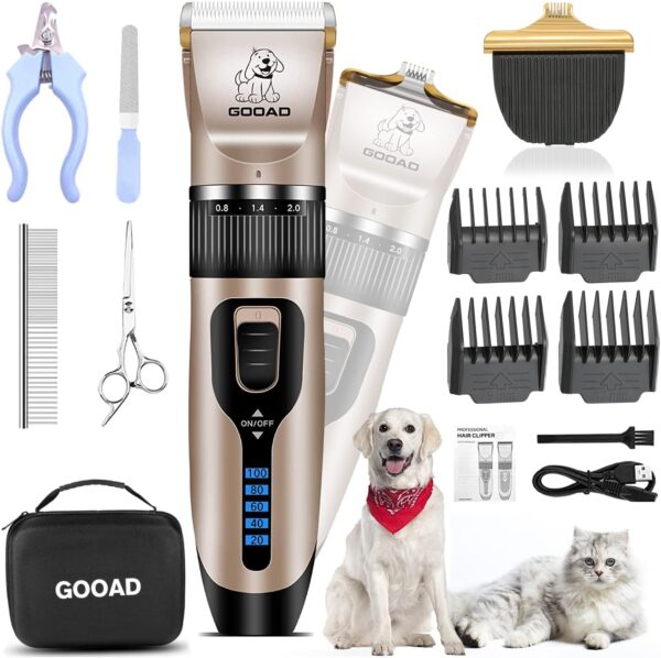 Cordless Pet Grooming Clippers Kit – Quiet, Rechargeable & Powerful