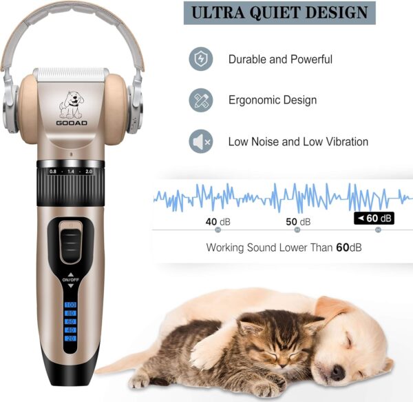 Cordless Pet Grooming Clippers Kit – Quiet, Rechargeable & Powerful